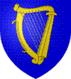 D'azur, à la harpe d'or, cordée d'argent